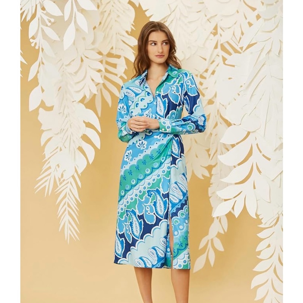 Donna Morgan Blue and Green Dress Size 0 NWT‎